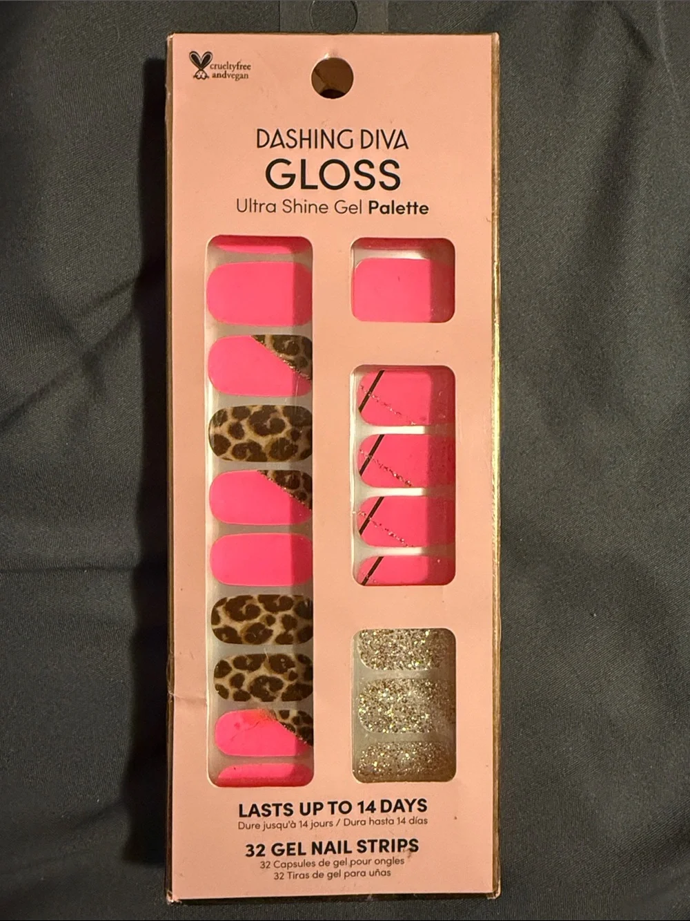 Dashing Diva Gloss Ultra Shine Gel Nail Strips — Bright Pink & Leopard